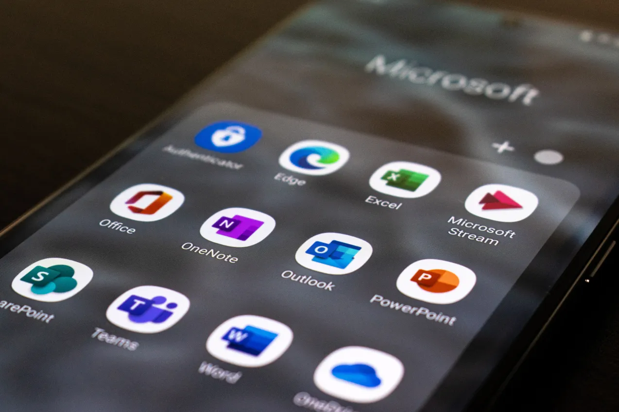 Phone screen showing Microsoft 365 apps